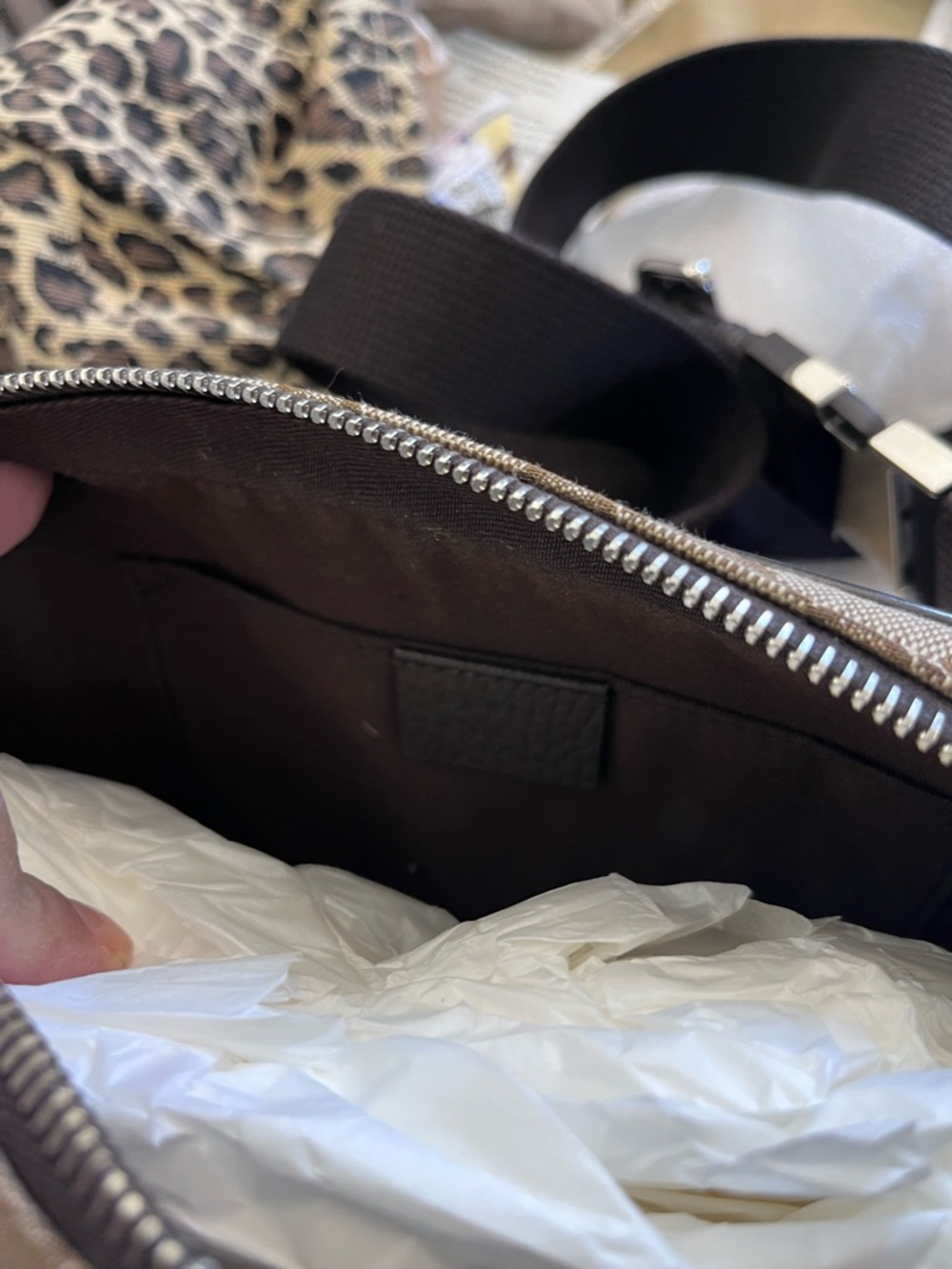 Gucci Beige Monogram Canvas Belt Bag with Brown Trim - Picture 11 of 13